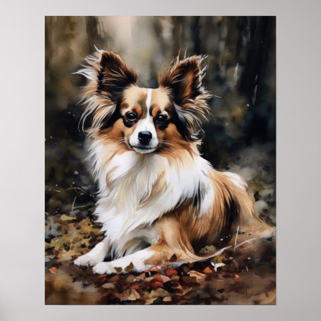 Póster Cute Papillon Dog Art Print Poster (Frente)