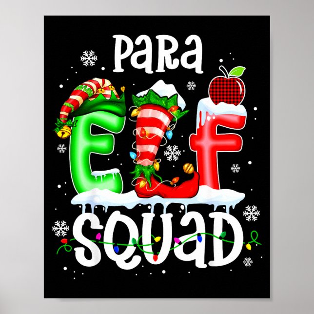 Póster Cute Para Elf Squad Funny Christmas Elf Kids Teach (Frente)