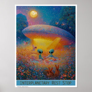 Póster CUTE 'PARADA PLANETARIA' picnic alienígena