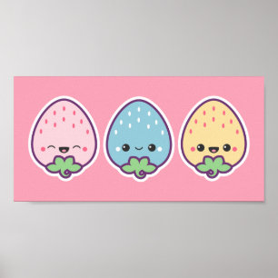 Póster Cute Pastel Strawberries