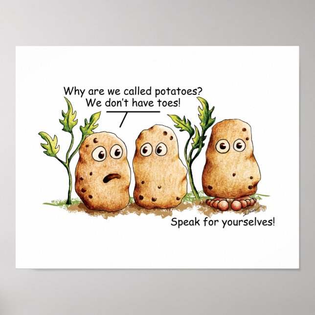 Póster Cute patata tiene dedos para el culo Divertido bol (Frente)