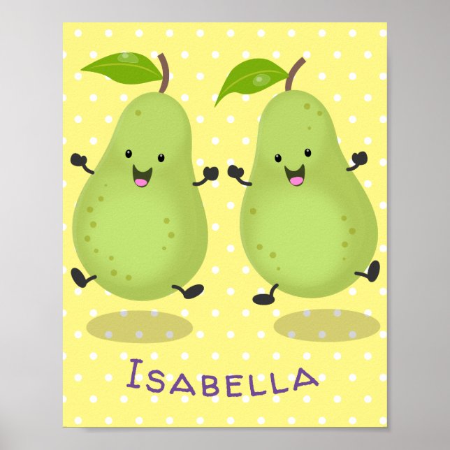 Póster Cute pear pair cartoon illustration (Frente)