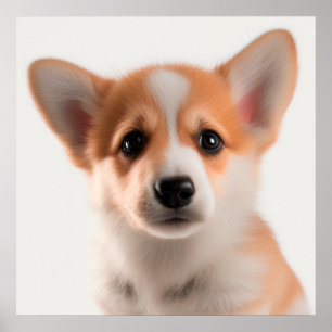Póster Cute Pembroke Welsh Corgi Cachorro Perro Retrato (