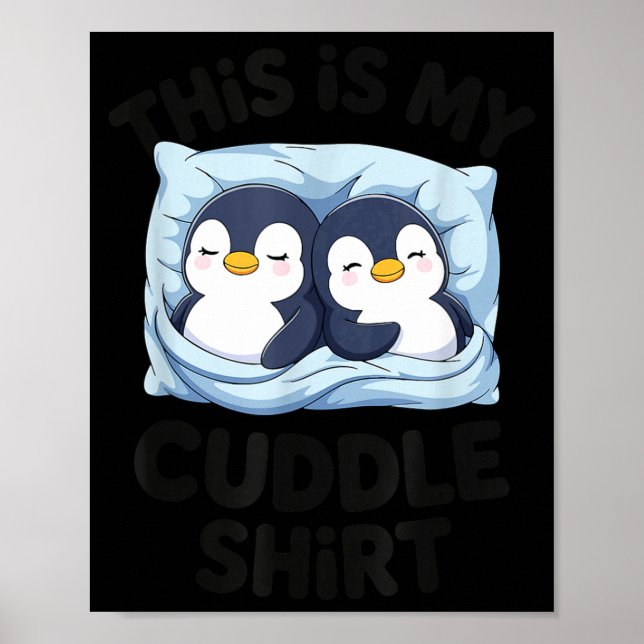 Póster Cute Penguin Cuddle Cozy Sleep Matching Couple  (Frente)