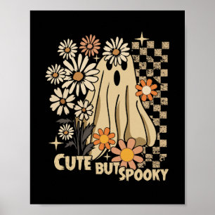 Póster Cute pero divertido fantasma floral espeluznante d