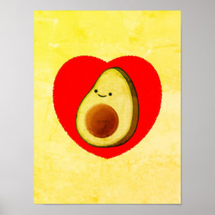 Póster Cute Personalizado Aguacate En Pintura De Corazón 