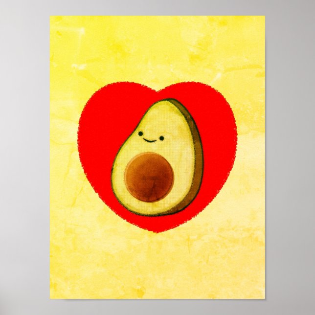 Póster Cute Personalizado Aguacate En Pintura De Corazón  (Frente)