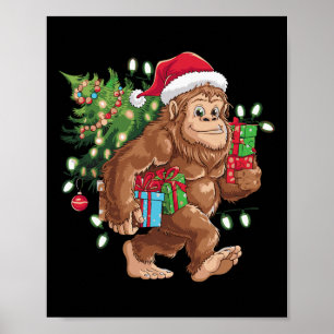 Póster Cute Personalizado Bigfoot Christmas Tree Light Sa
