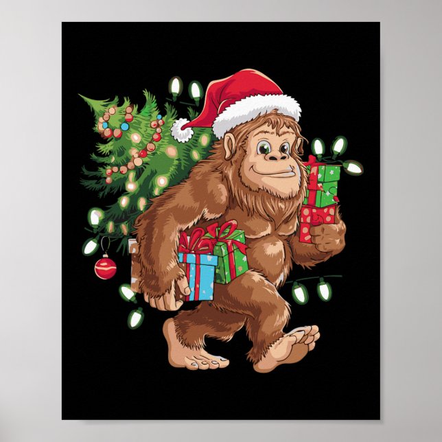 Póster Cute Personalizado Bigfoot Christmas Tree Light Sa (Frente)