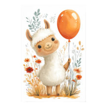 Cute Personalizado Llama Holding Naranja Poster de