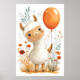 Póster Cute Personalizado Llama Holding Naranja Poster de