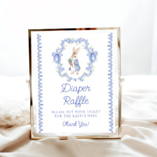 Póster Cute Peter Rabbit Baby Shower Diaper Raffle