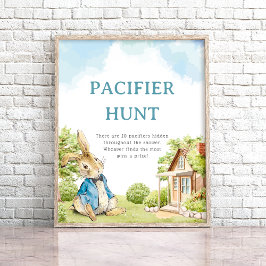 Póster Cute Peter The Rabbit Baby Shower Pacifier Hunt
