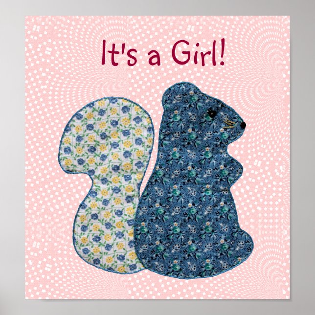 Póster Cute Pink Country Style Squirx Baby Girl (Frente)