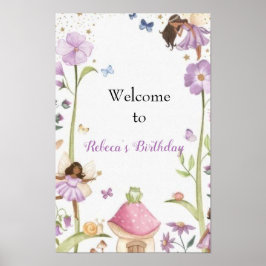 Póster Cute Pink fairy Coquette primer cumpleaños