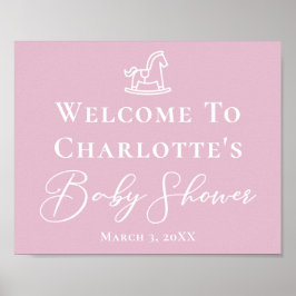 Póster Cute Pink White Rocky Horse Baby Shower