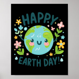 Póster Cute Planet Earth Day Cumpleaños Feliz Día de la T