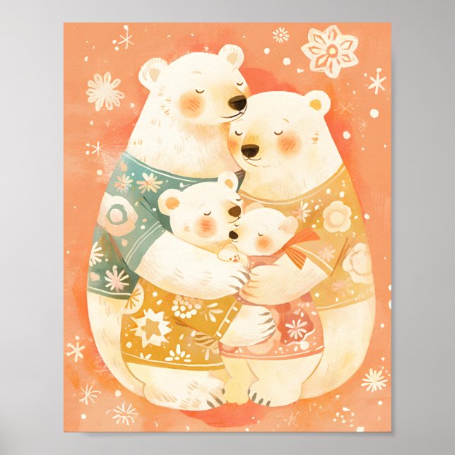 Póster Cute Polar Bear Family Vertical Poster Wall Art (Frente)