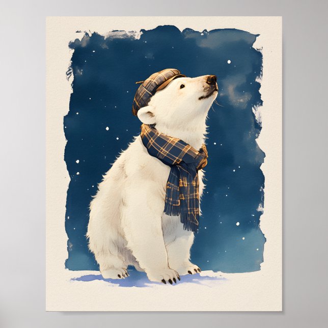 Póster Cute Polar Bear Poster  Animal Nursery Wall Art (Frente)
