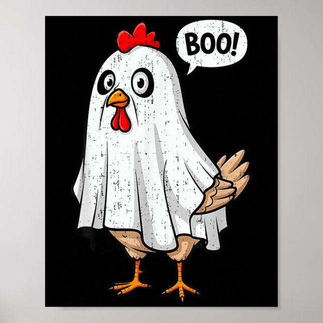 Póster Cute pollo boo Feliz disfraz de Halloween hombres  (Frente)