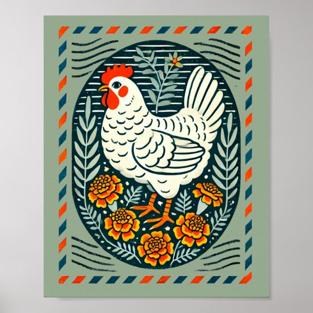 Póster Cute pollo Hen Coop Keeper (Frente)