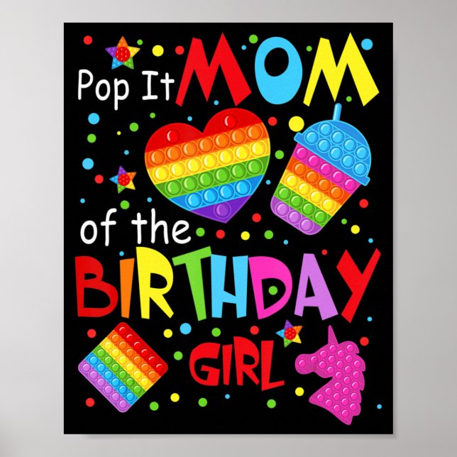 Póster Cute Pop It Mamá Del Chica De Cumpleaños Fidget To (Frente)