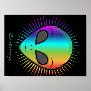 Póster Cute Psychedelic Alien Head Thunder_Cove