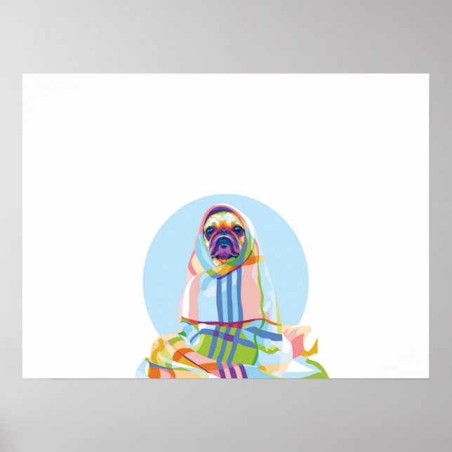 Póster Cute Pug Dog Colorful In Blanket (Frente)