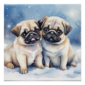 Póster Cute Pugs