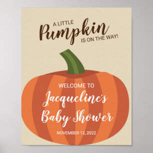 Póster Cute Pumpkin Fall Baby Shower Welcome Sign