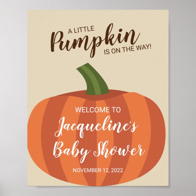 Póster Cute Pumpkin Fall Baby Shower Welcome Sign (Frente)