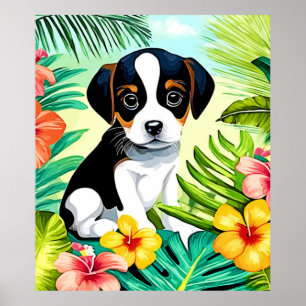 Póster Cute Pup en el paraíso