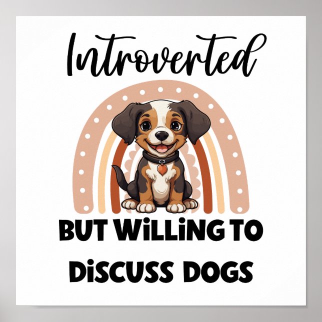 Póster Cute Puppy Boho Rainbow "Introverted" Graphic (Frente)