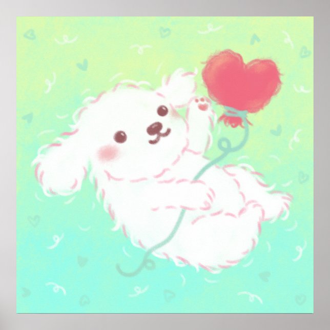 Póster Cute Puppy with Heart Balloon (Frente)