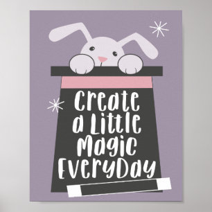 Póster Cute Rabbit Inspirational Quote Girls Nursery Room