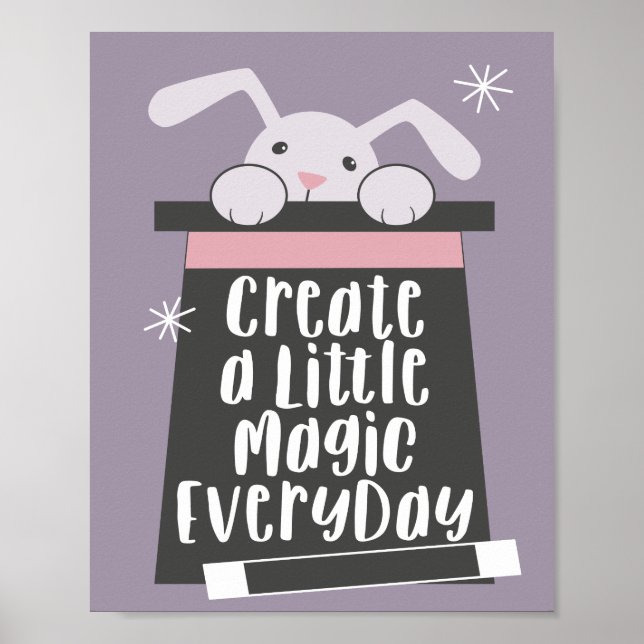 Póster Cute Rabbit Inspirational Quote Girls Nursery Room (Frente)