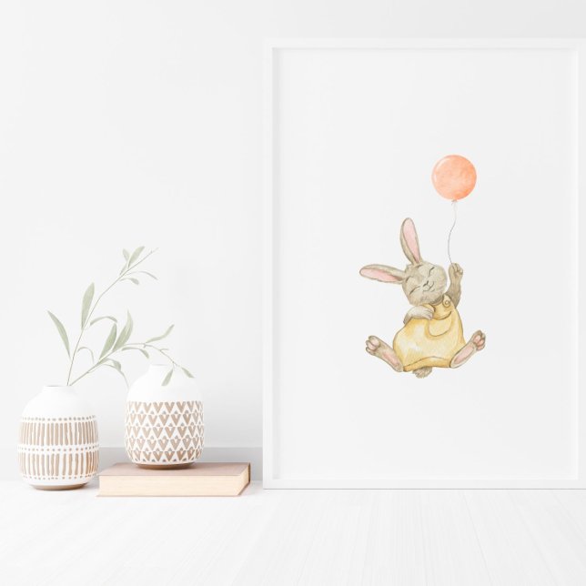 Póster Cute Rabbit With Pink Balloon Nursery Poster (Subido por el creador)