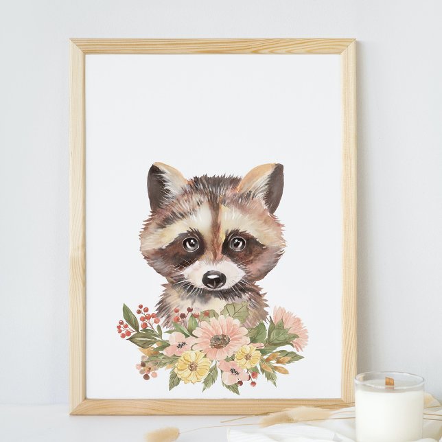 Póster Cute Raccoon Nursery Wall Art Décor, Baby Gift (Subido por el creador)