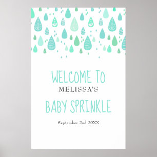 Póster Cute Raindrops Baby Sprinkle / Shower Welcome