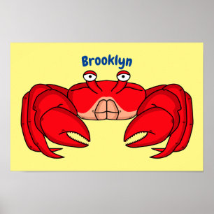 Póster Cute red crab cartoon illustration