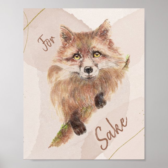 Póster Cute Red Fox Gracioso Para Foxs Sake Cita (Frente)