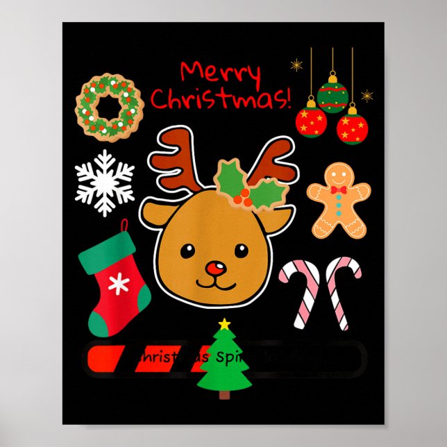 Póster Cute Reindeer Christmas Cartoon Holiday Festive Ar (Frente)
