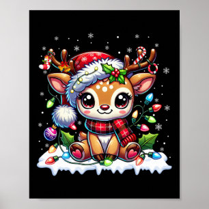 Póster Cute Reno Santa Navidad Xmas Chicas Mujeres Niño