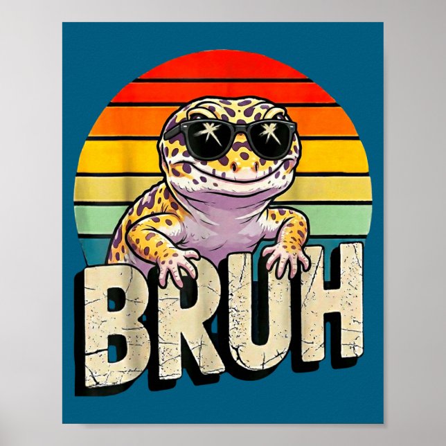 Póster Cute Reptile Kids Boys Girls Bruh Leopard Gecko Lo (Frente)