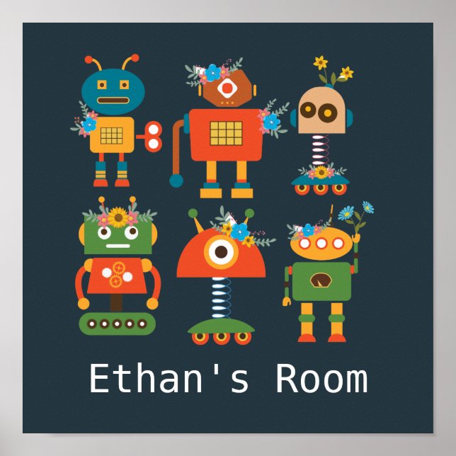 Póster Cute robot children's room design (Frente)