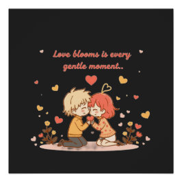 Póster Cute Romantic Anime Couple - Love Moment