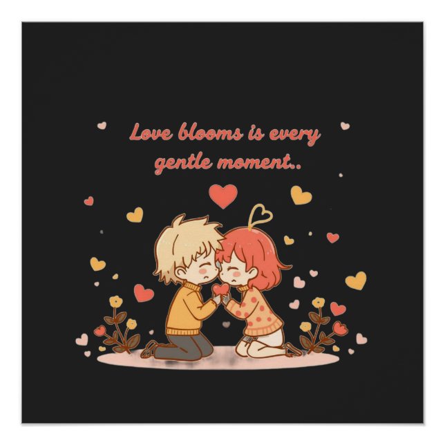 Póster Cute Romantic Anime Couple - Love Moment (Anverso)