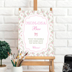 Póster Cute Rosa Bow Love Shack Baby Shower Mom-osa Bar