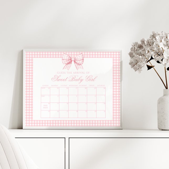 Póster Cute Rosa Gingham Bow Bow Fecha de vencimiento Cal (Subido por el creador)