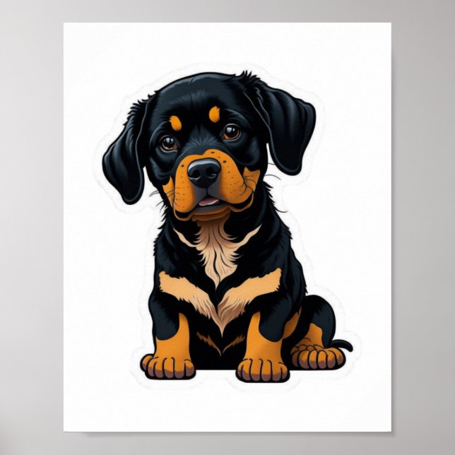 Póster Cute Rottweiler - Regalos para los dueños de perro (Frente)